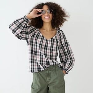 J Crew V-neck top in Friday plaid